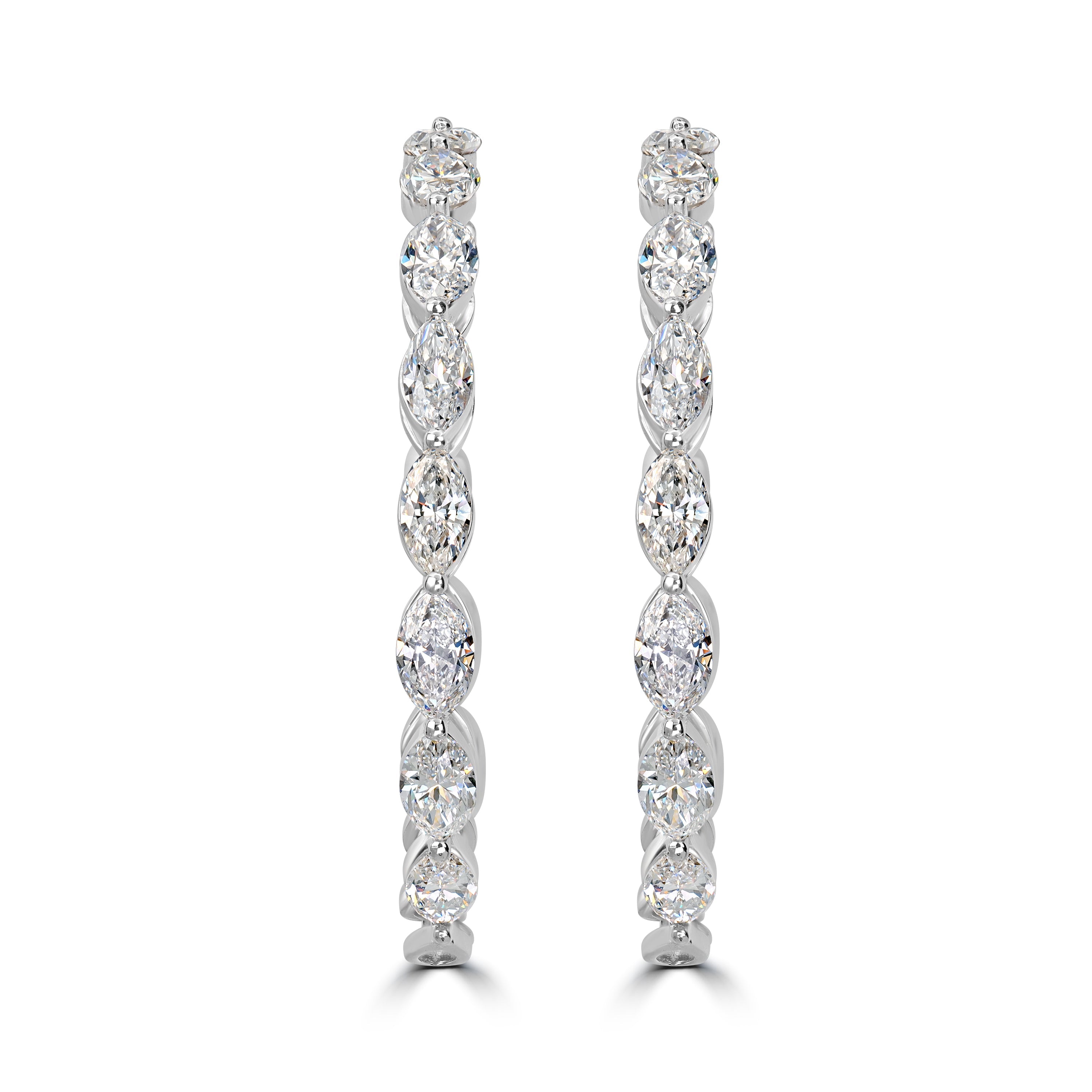 4.78 ct Diamond Hoop Earrings in 18K White Gold