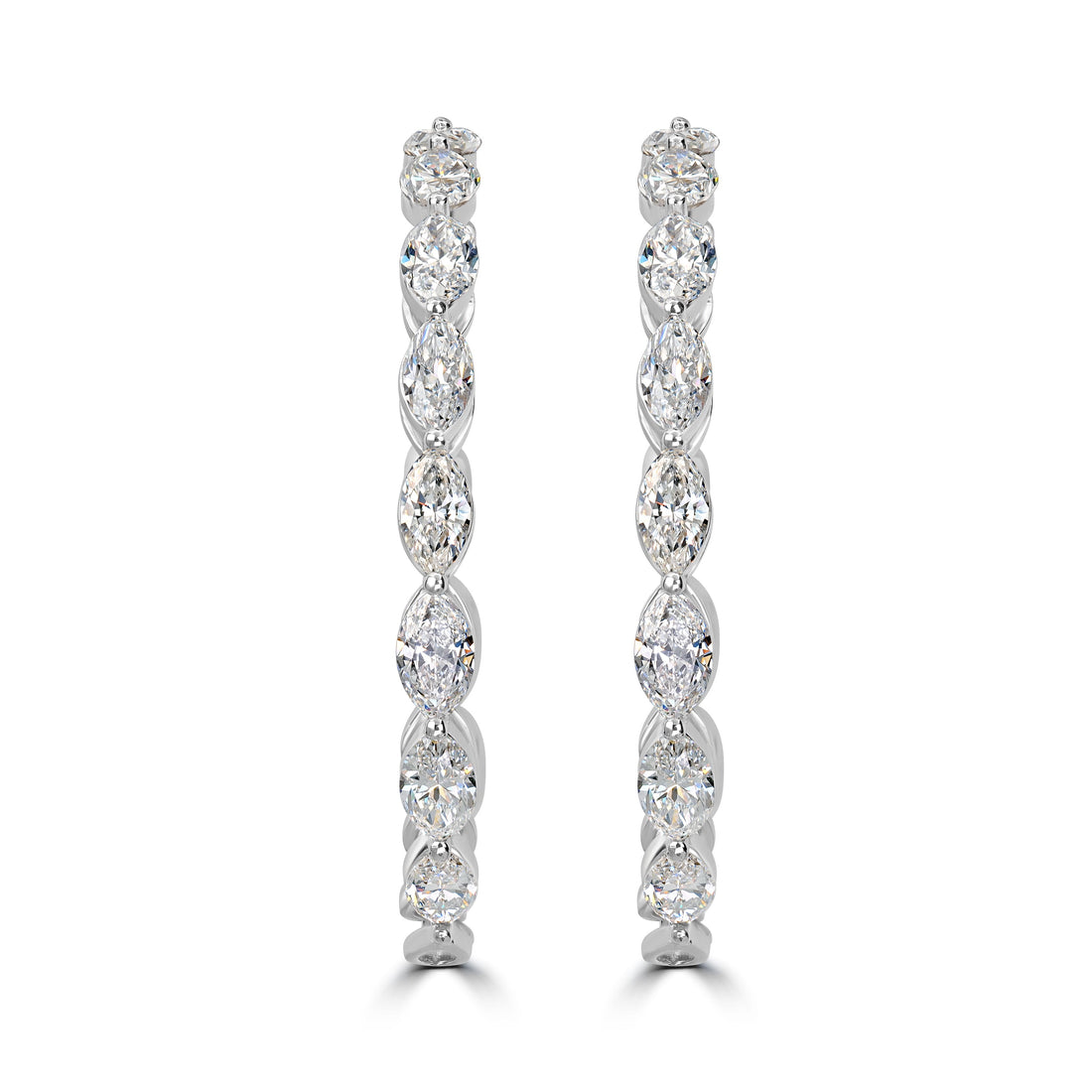 4.78 ct Diamond Hoop Earrings in 18K White Gold