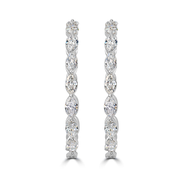 4.78 ct Diamond Hoop Earrings in 18K White Gold