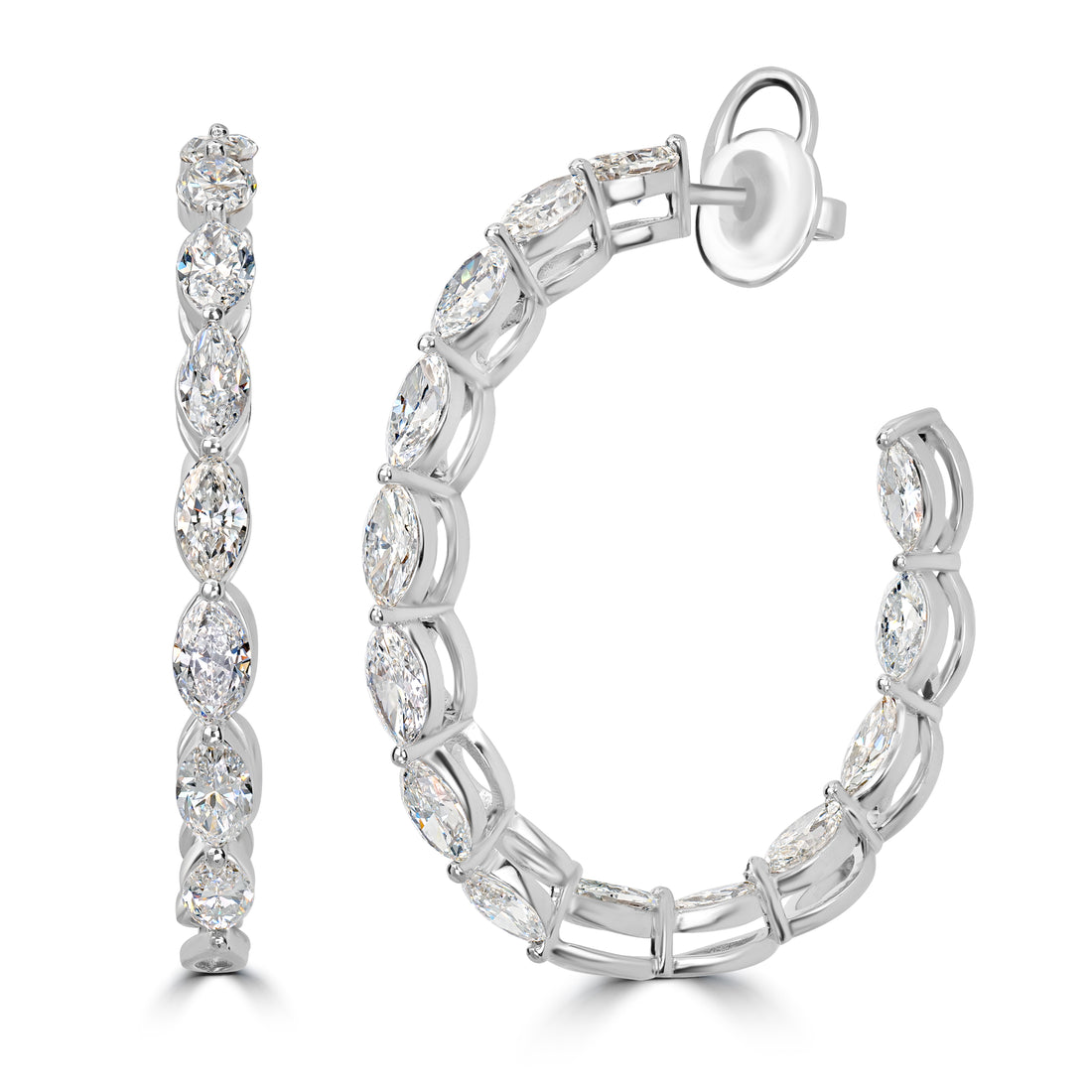 4.78 ct Diamond Hoop Earring in 18K White Gold