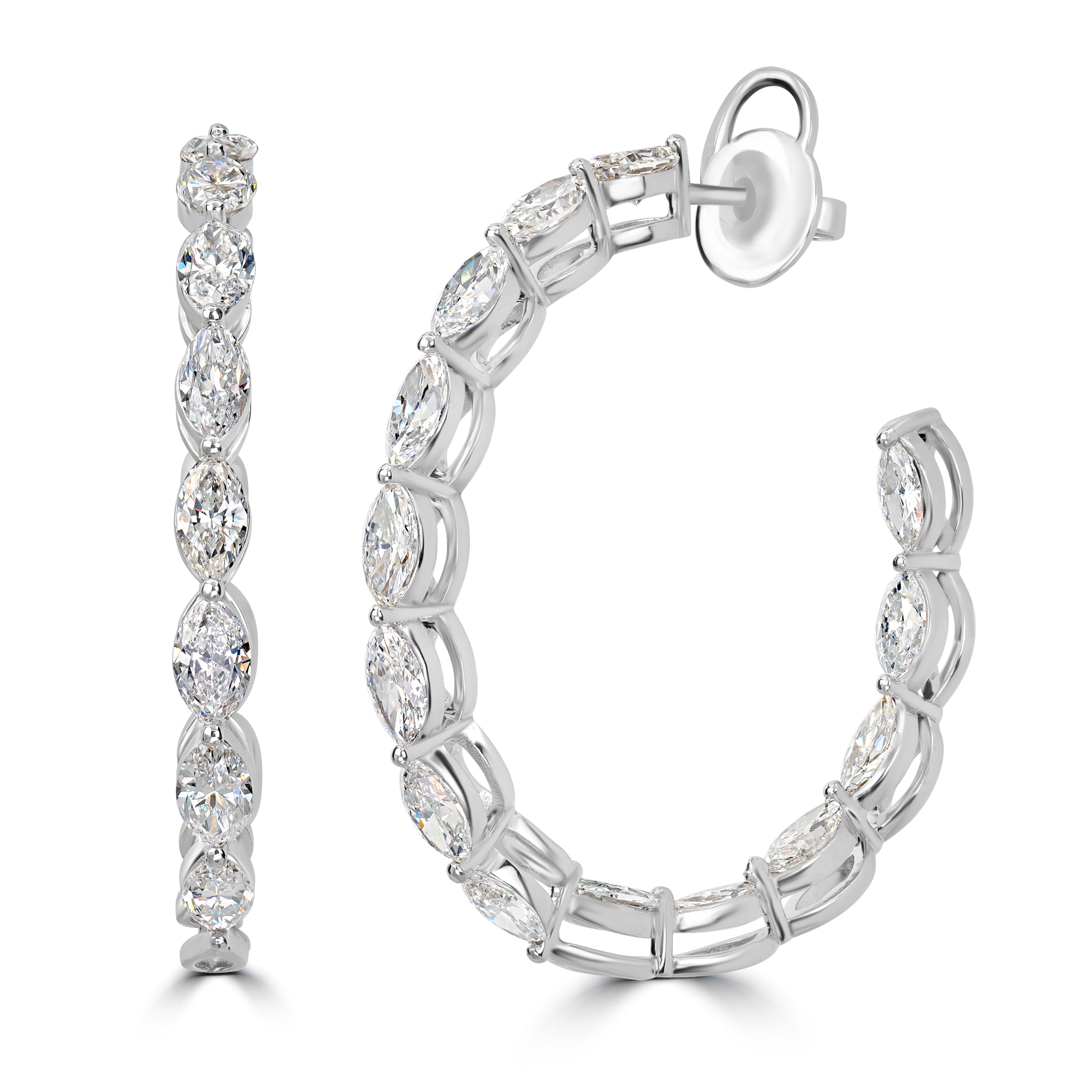 4.78 ct Diamond Hoop Earrings in 18K White Gold
