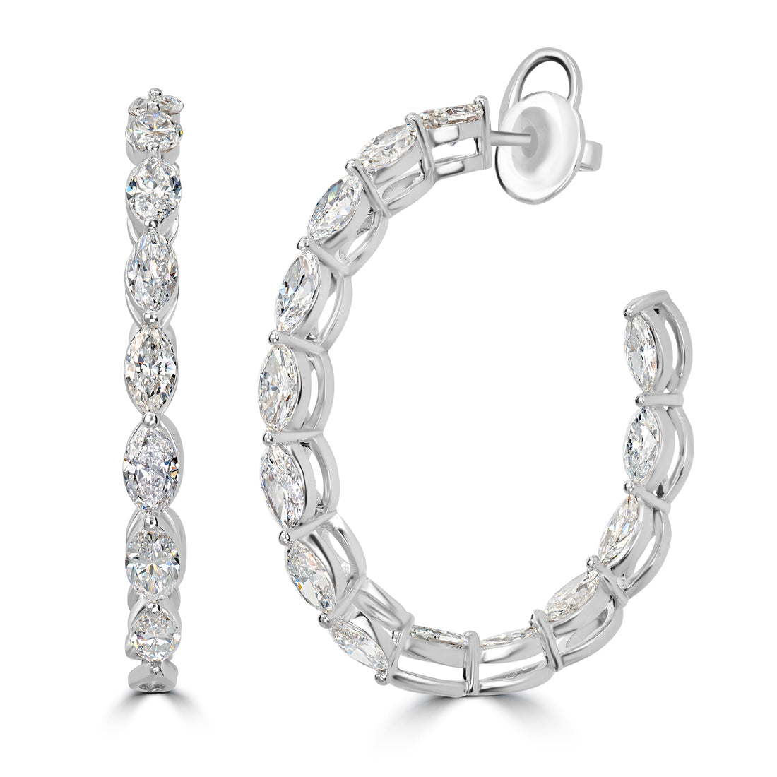 4.78 ct Diamond Hoop Earrings in 18K White Gold