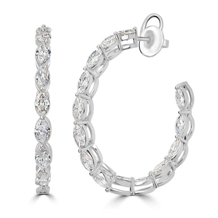 4.78 ct Diamond Hoop Earrings in 18K White Gold