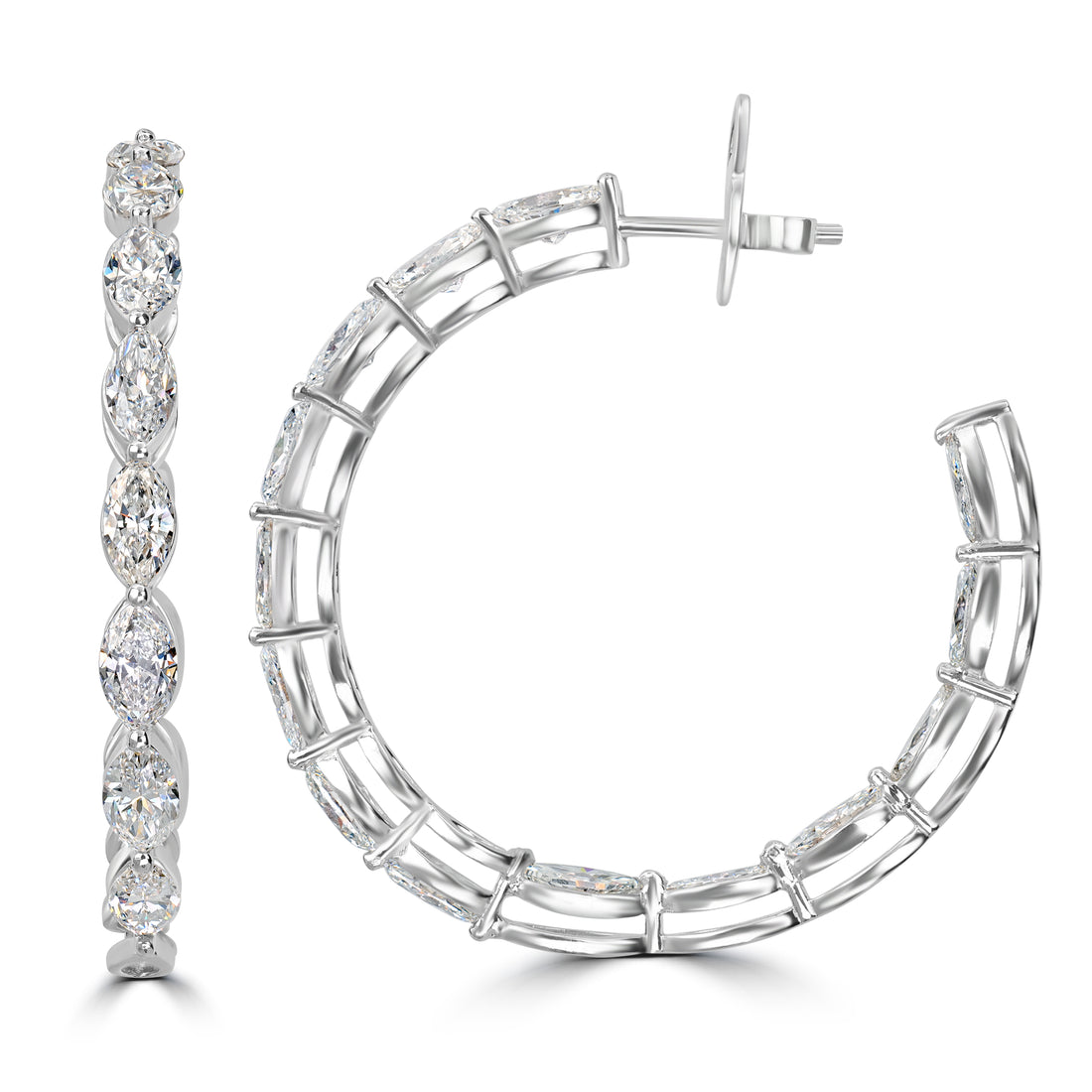 4.78 ct Diamond Hoop Earring in 18K White Gold