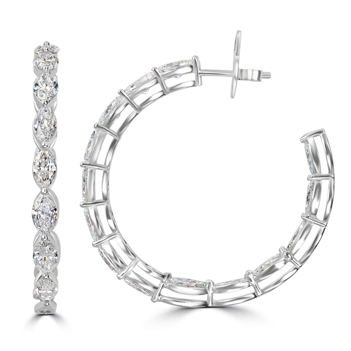4.78 ct Diamond Hoop Earring in 18K White Gold