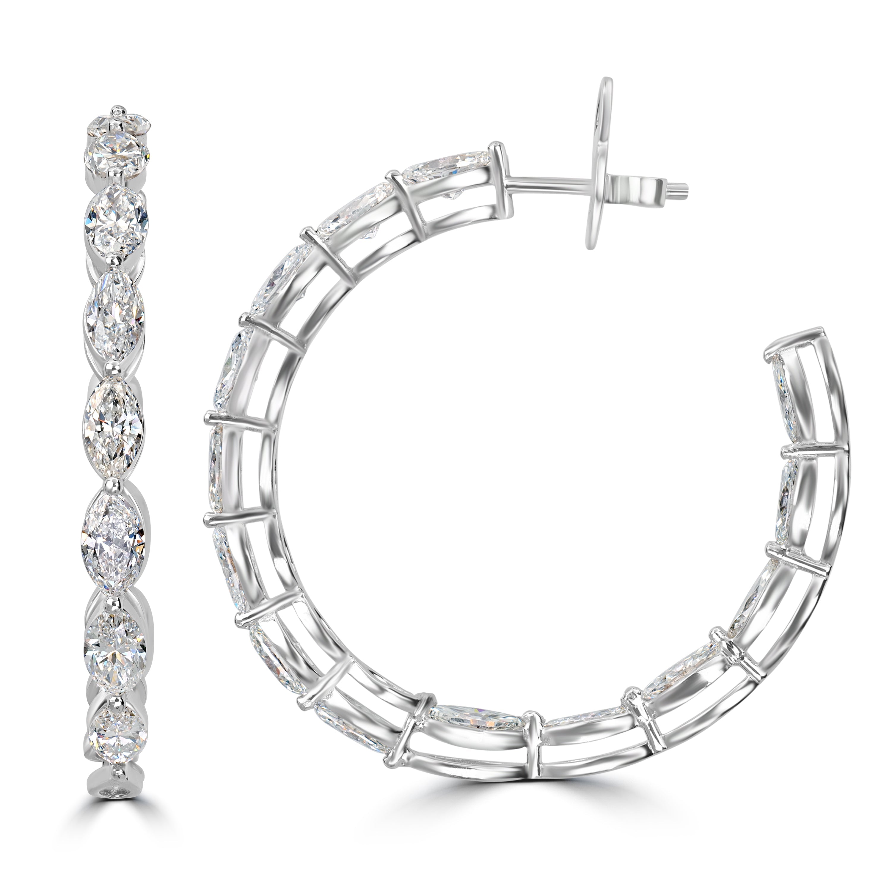 4.78 ct Diamond Hoop Earrings in 18K White Gold