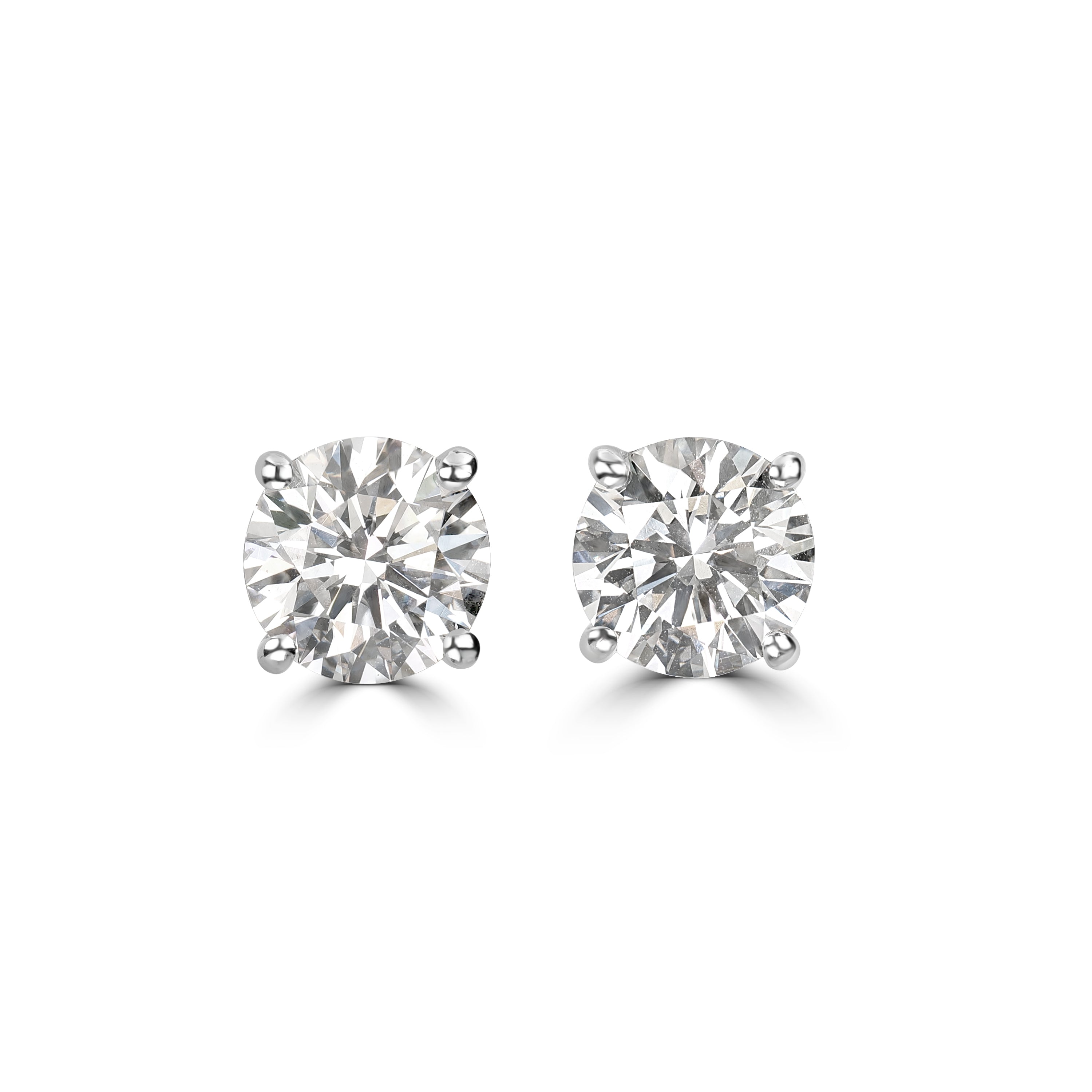 4.04 ct Round Solitaire Diamond Studs in 18K White Gold - GIA Certified