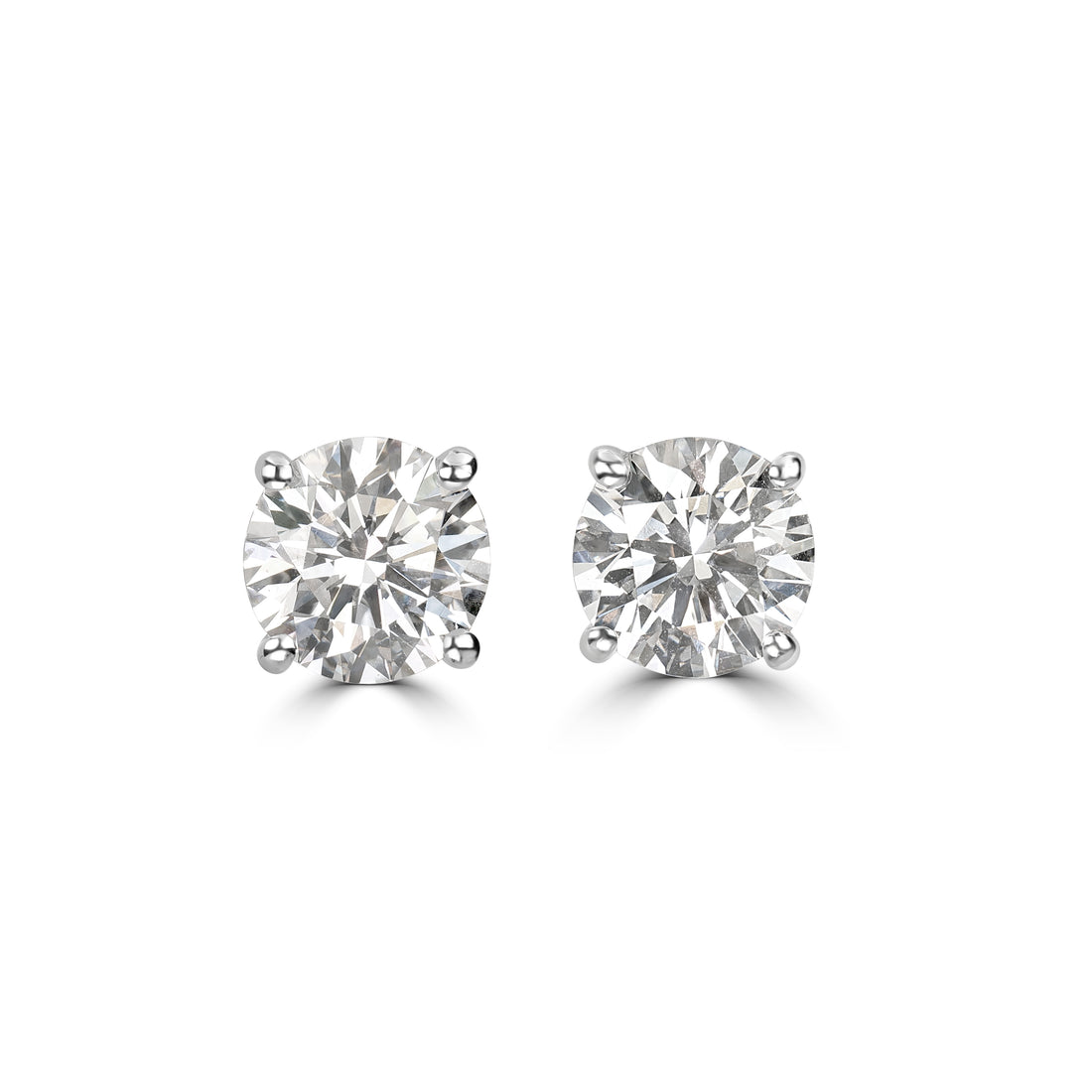 4.04 ct Round Solitaire Diamond Studs in 18K White Gold - GIA Certified