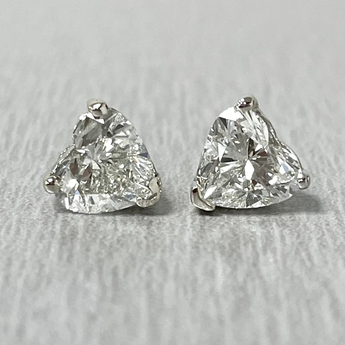 Heart Shape Solitaire Studs (2.01 ct I SI1 GIA Diamonds) in White Gold