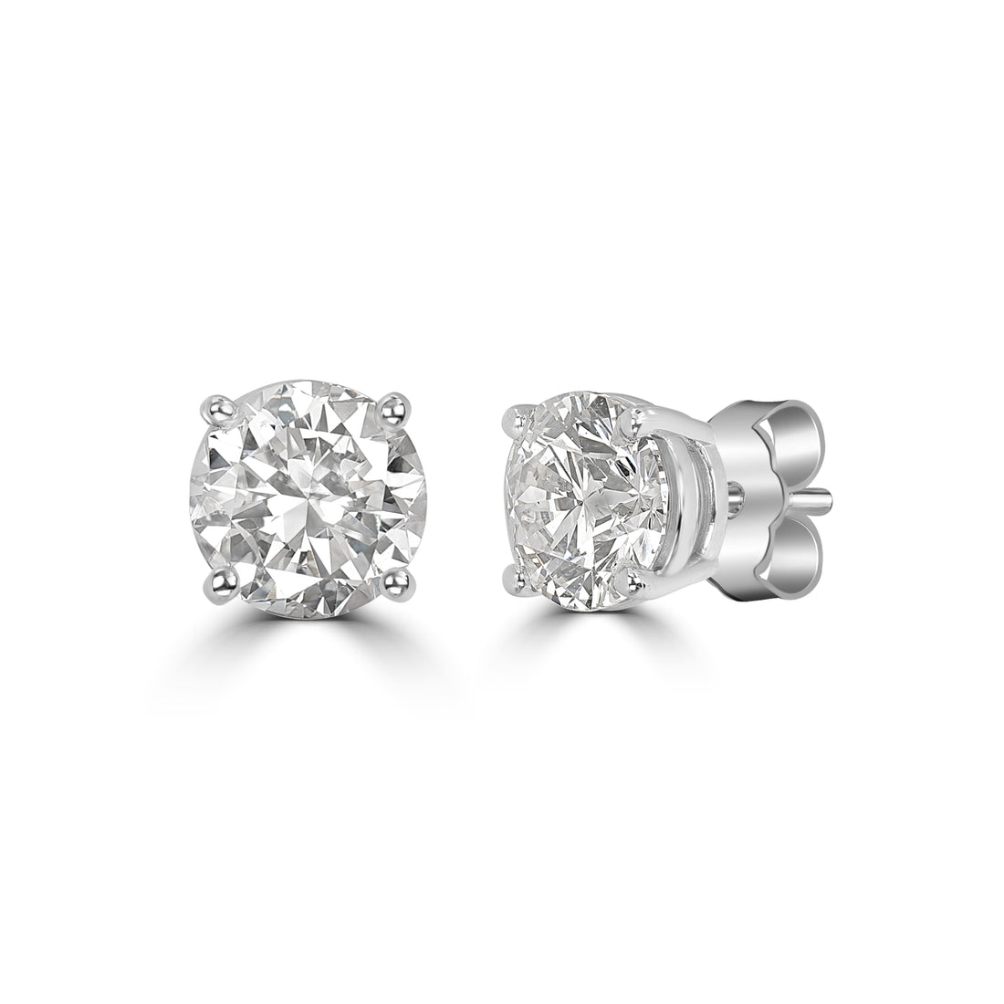 2.04 ctw Round Solitaire Diamond Studs in 18K White Gold - GIA Certified