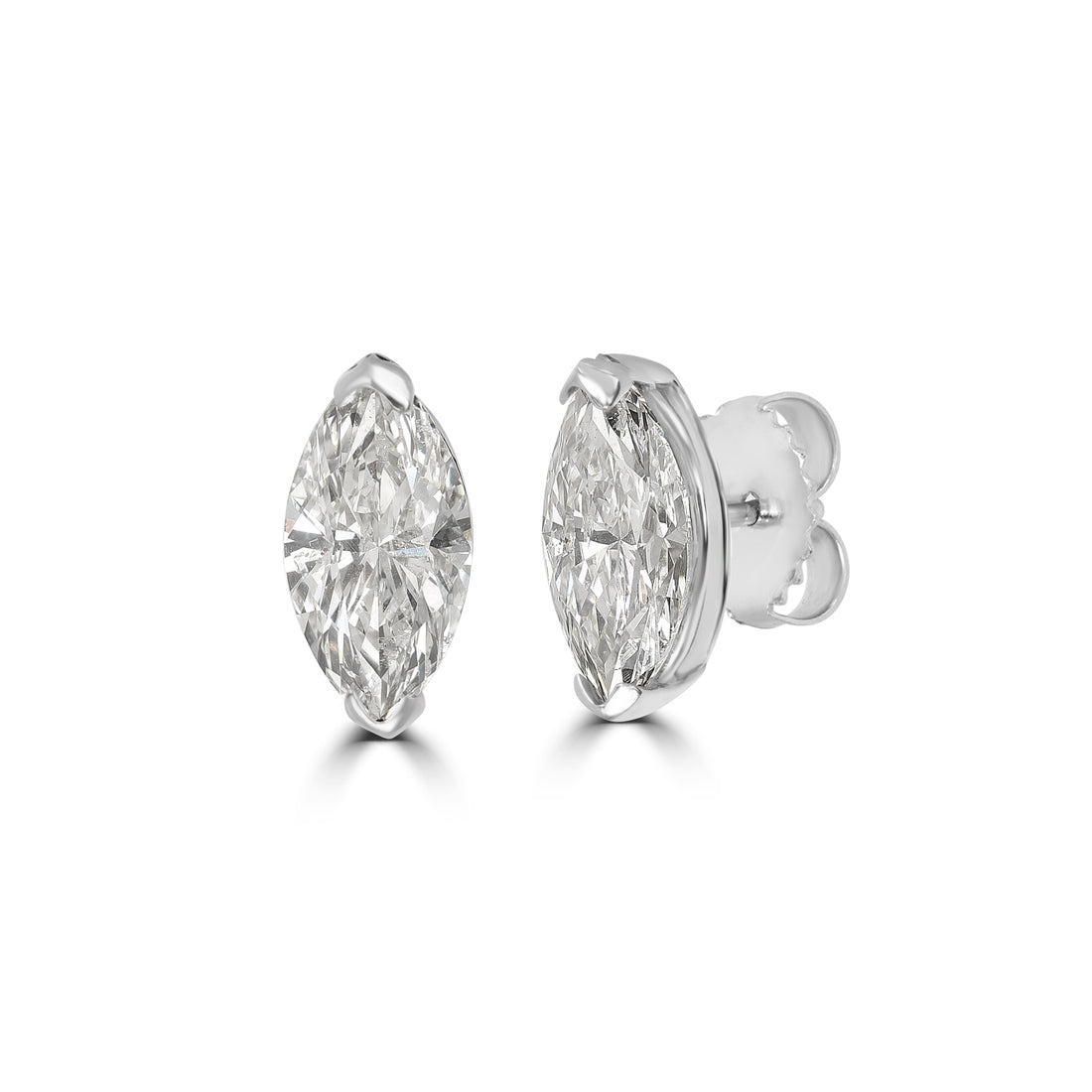 2.28 ctw Marquise Diamond Studs in 18K White Gold - EGL Certified