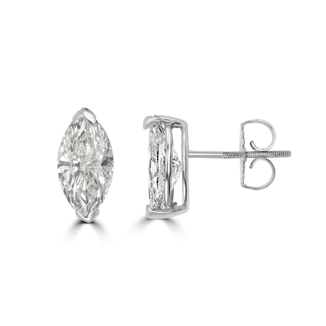 2.28 ctw Marquise Diamond Studs in 18K White Gold - EGL Certified