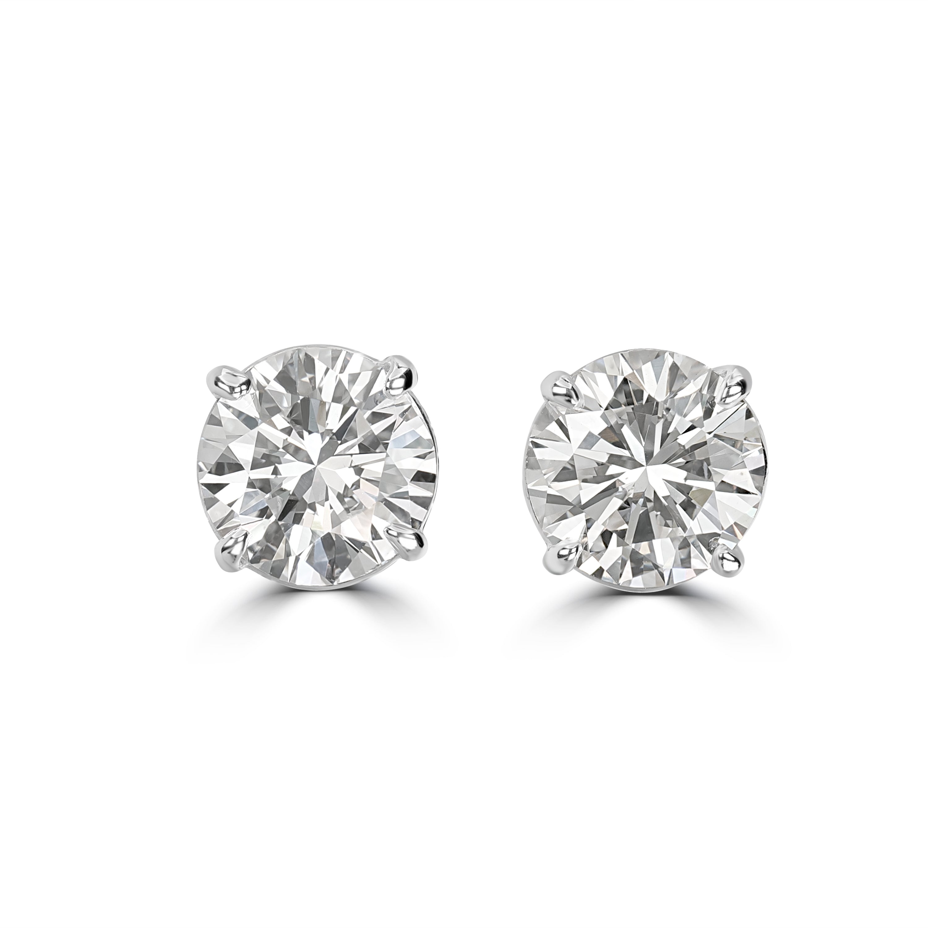 3.05 ct Round Solitaire Diamond Studs in 18K White Gold - GIA Certified