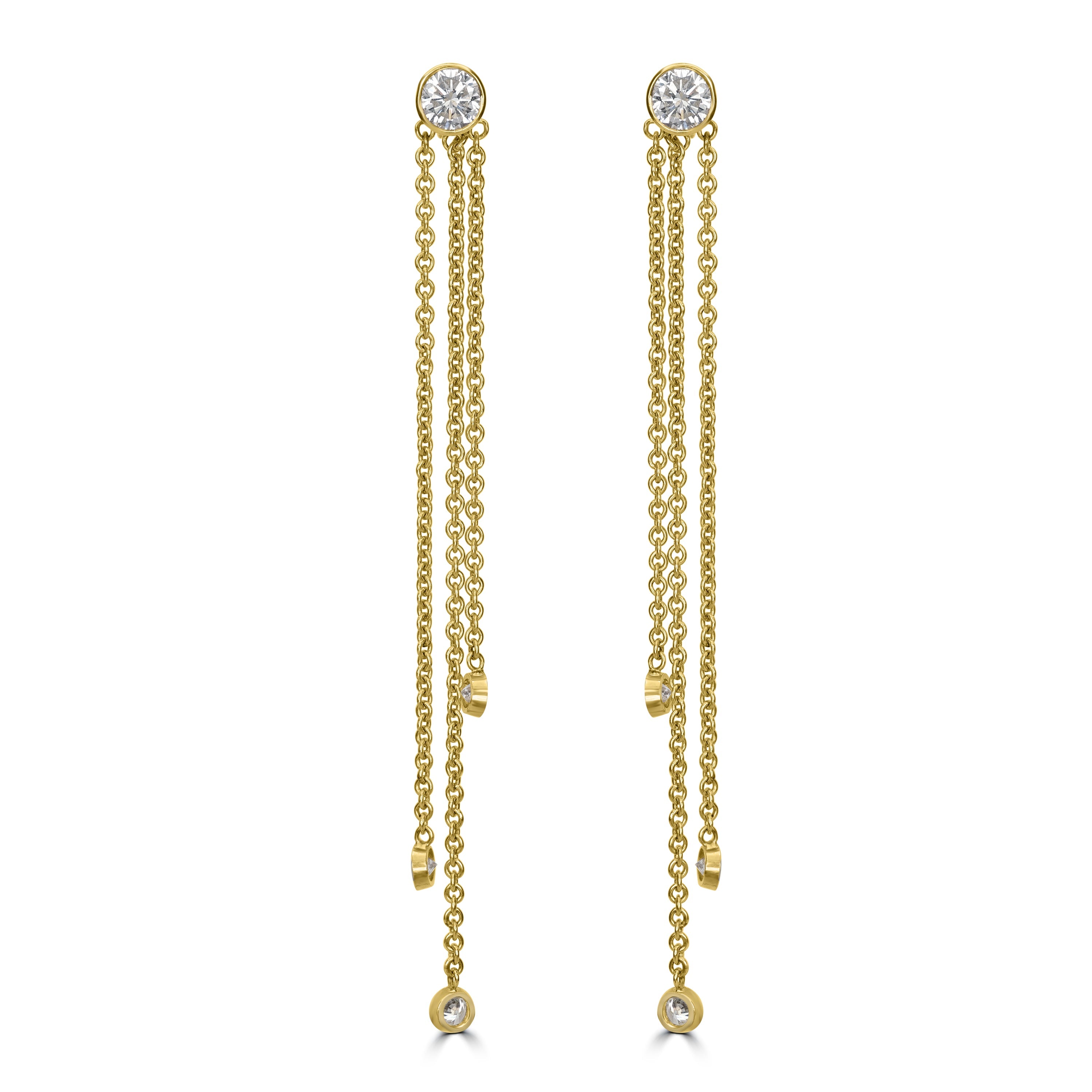 3.16 ct Diamond Earrings in 18K Yellow Gold