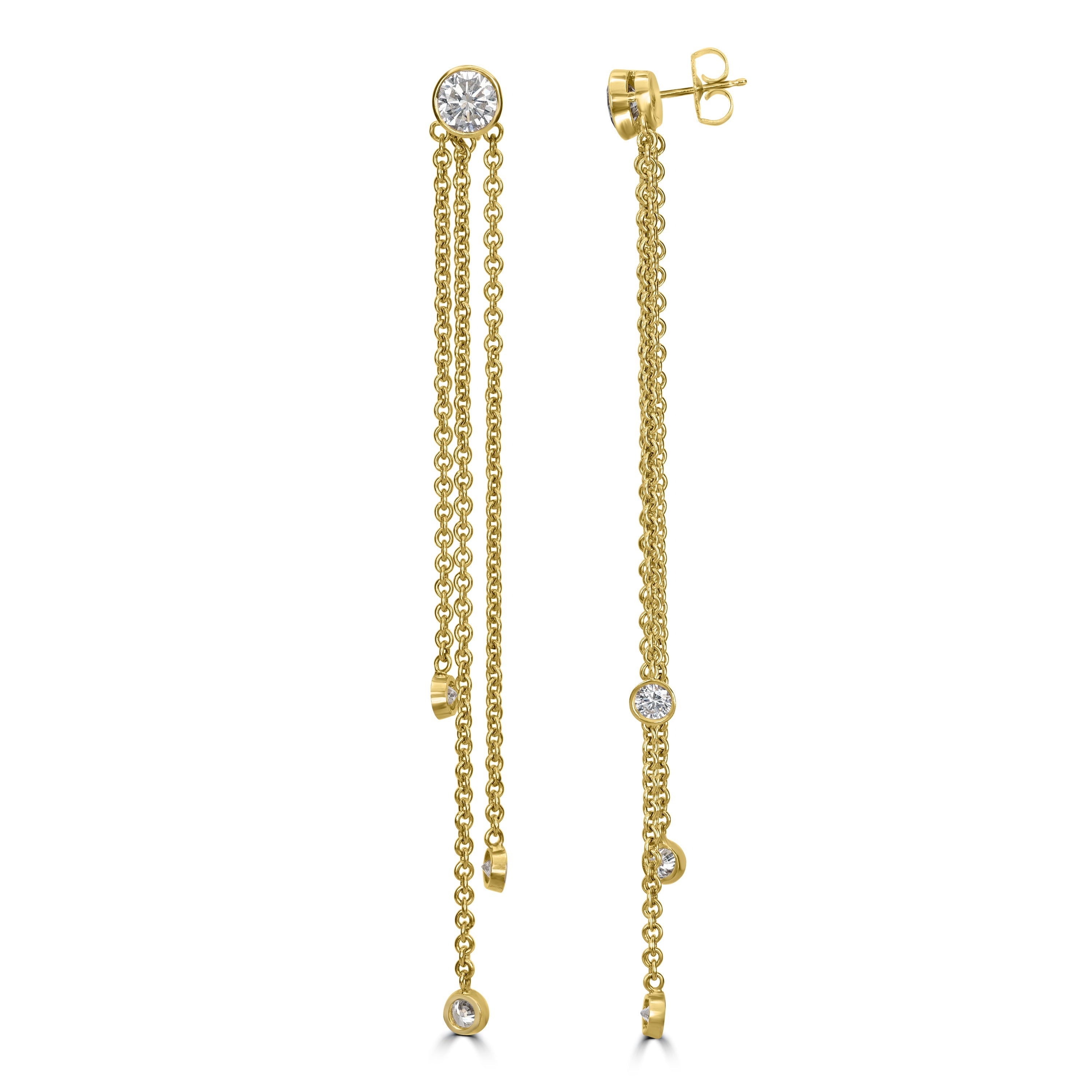 3.16 ct Diamond Earrings in 18K Yellow Gold