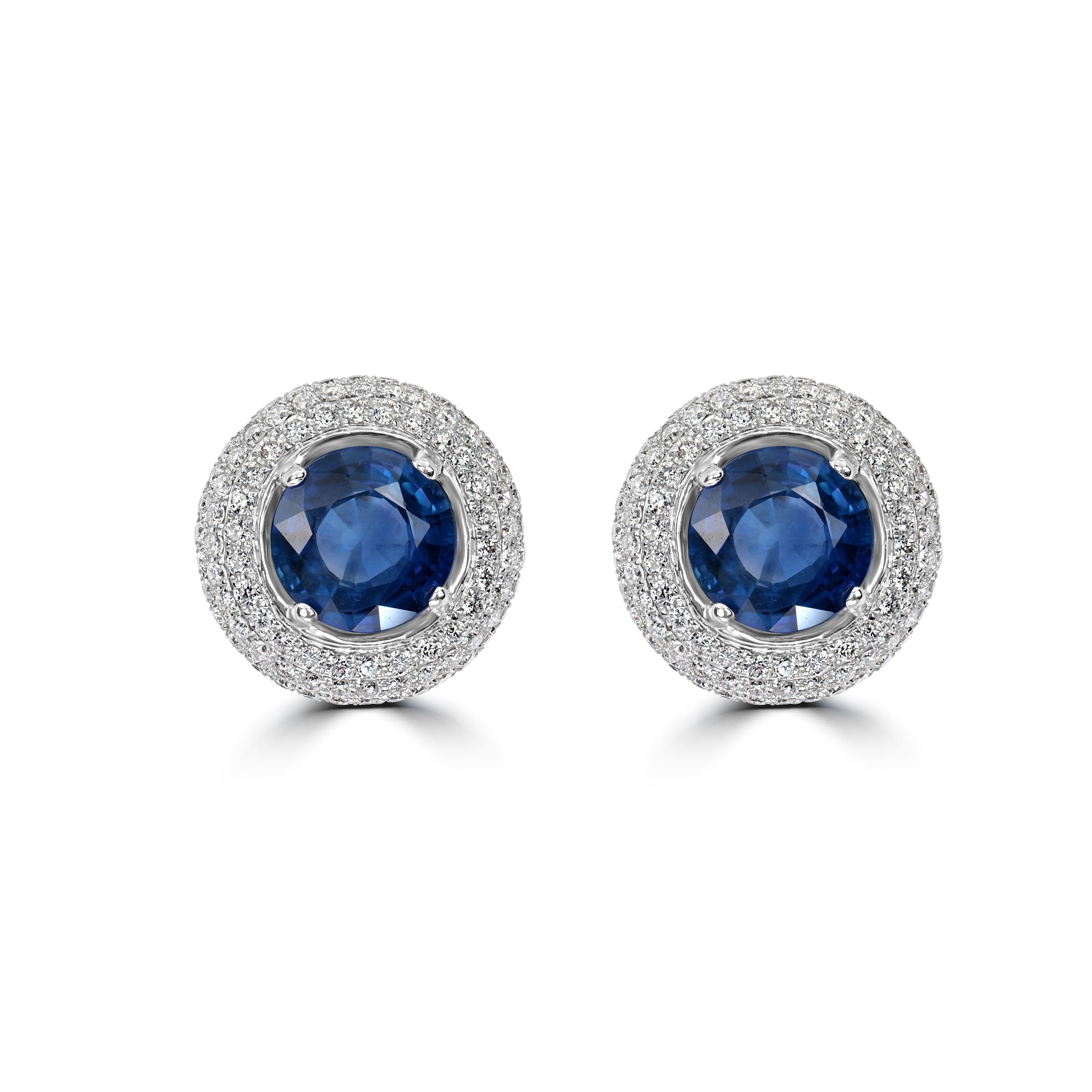 3.12 ct Sapphire & Diamond Earring in 18K White Gold