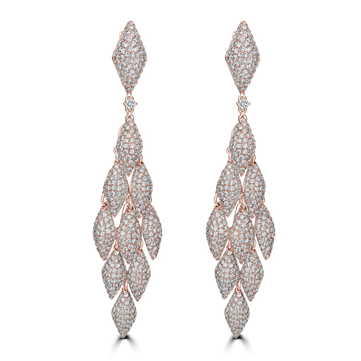 11.40 ct Dangling Diamond Earrings in 18K Rose Gold
