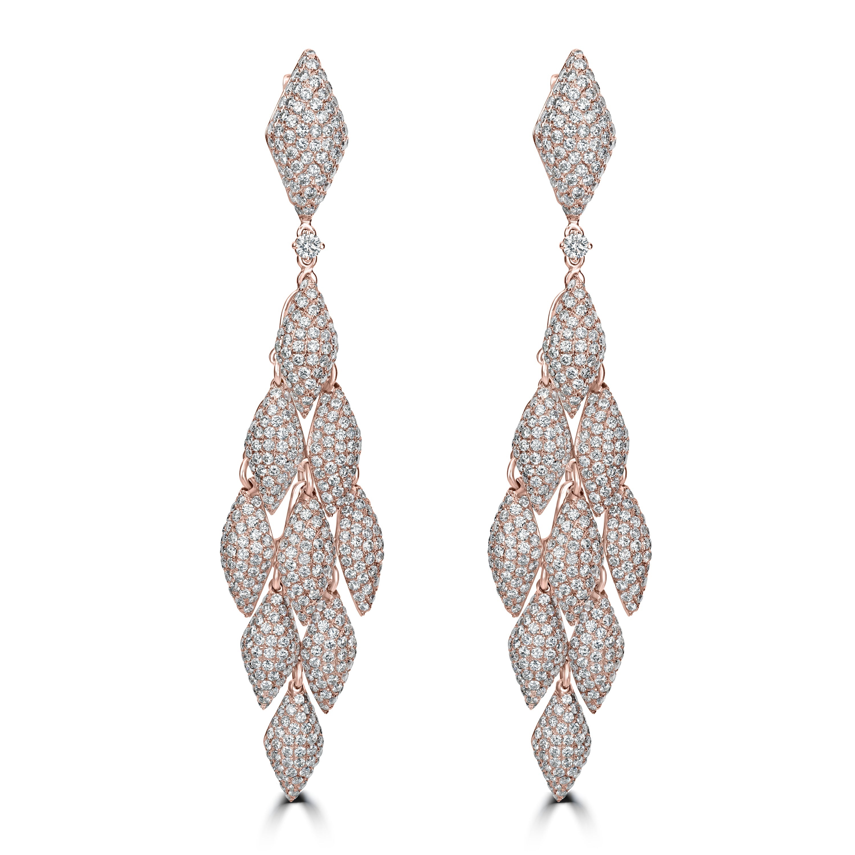 11.14 ct Dangling Diamond Earrings in 18K Rose Gold