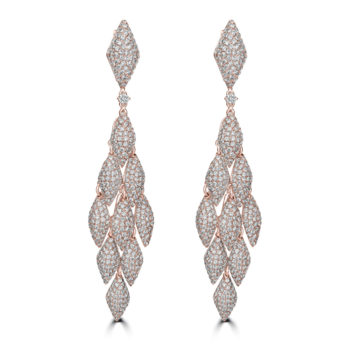 11.14 ct Dangling Diamond Earrings in 18K Rose Gold
