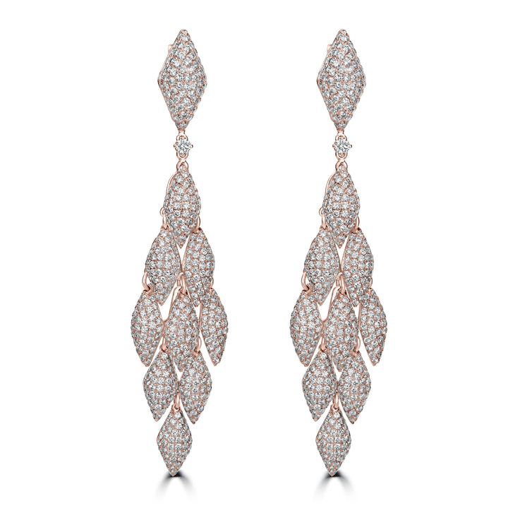 11.14 ct Dangling Diamond Earrings in 18K Rose Gold