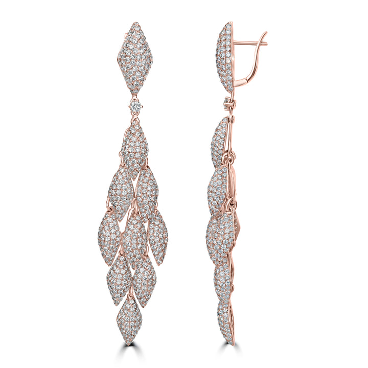 11.40 ct Dangling Diamond Earrings in 18K Rose Gold