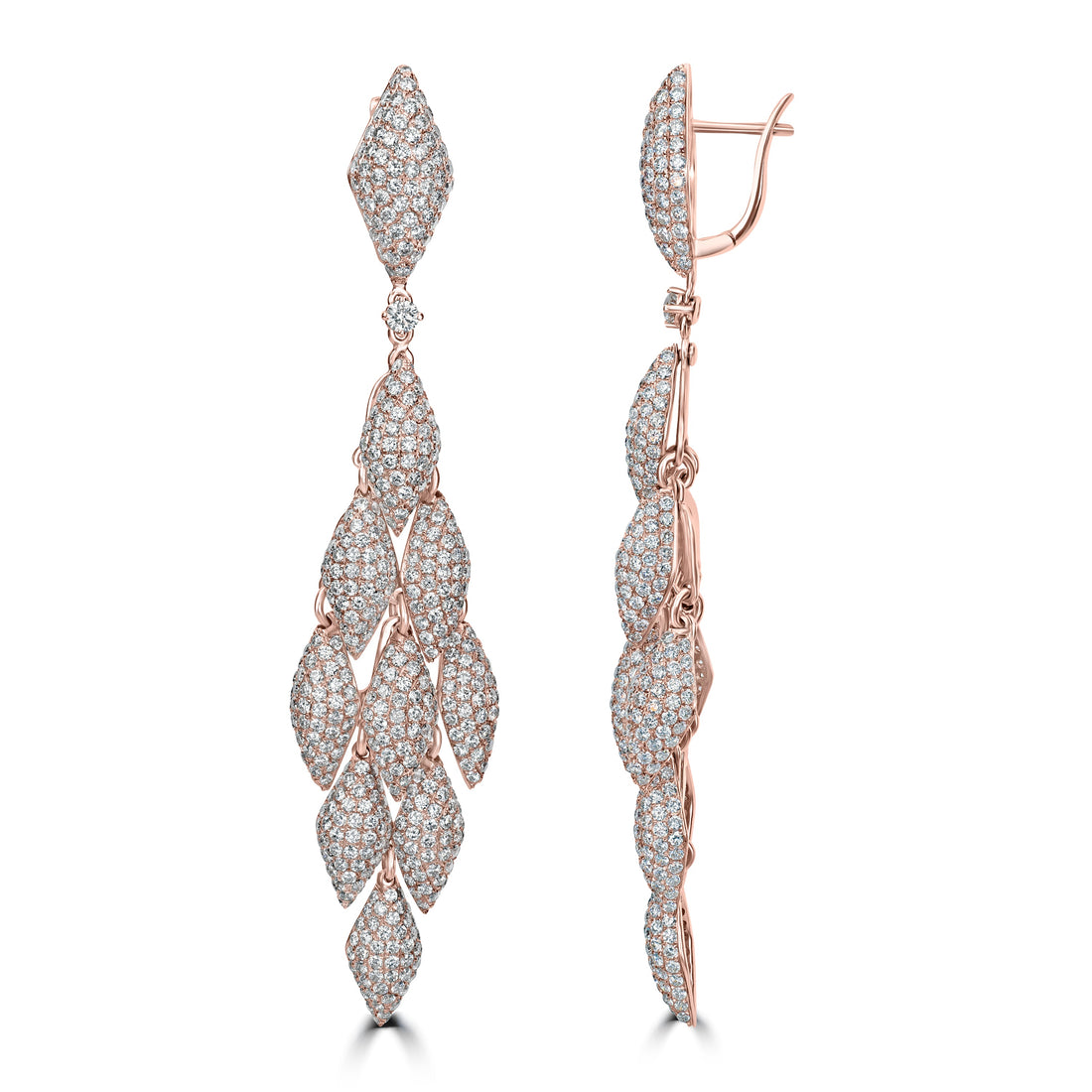 11.14 ct Dangling Diamond Earrings in 18K Rose Gold