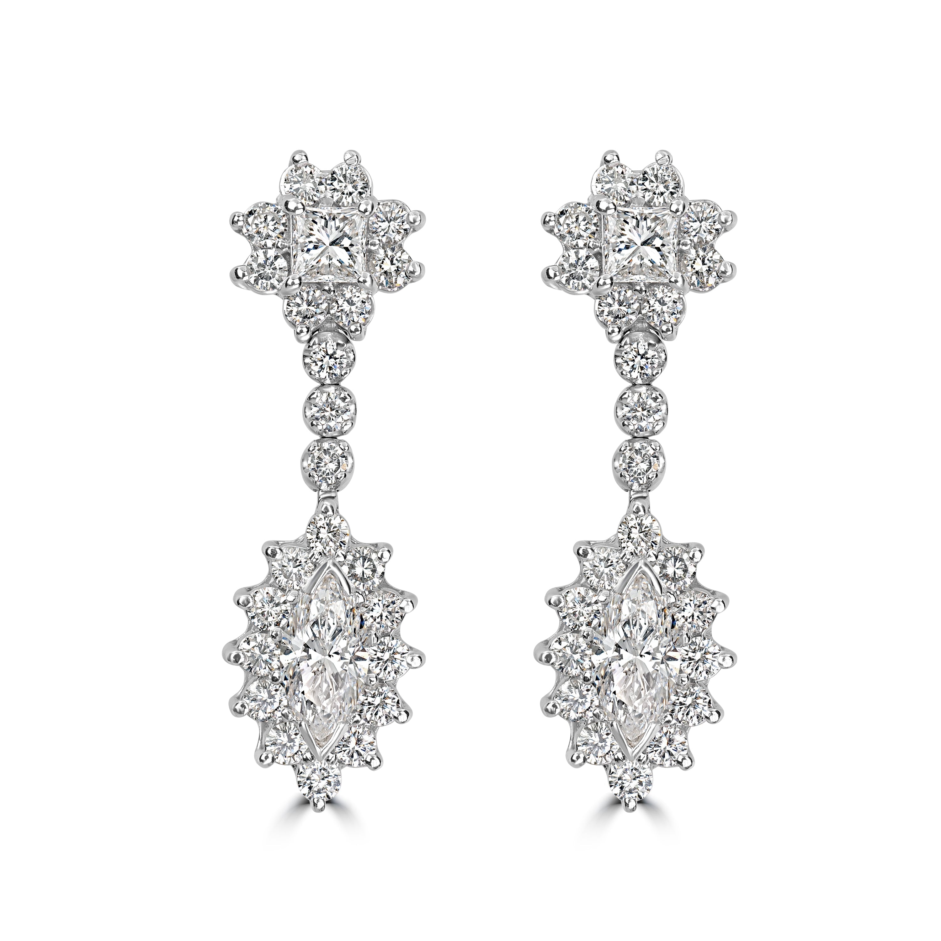 5.98 ctw Dangling Diamond Earrings in 18K White Gold
