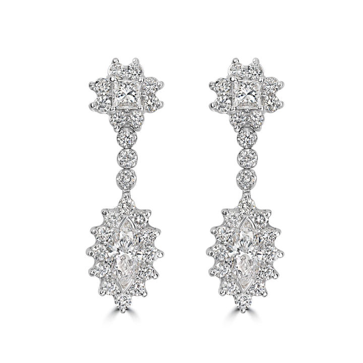 5.98 ctw Dangling Diamond Earrings in 18K White Gold