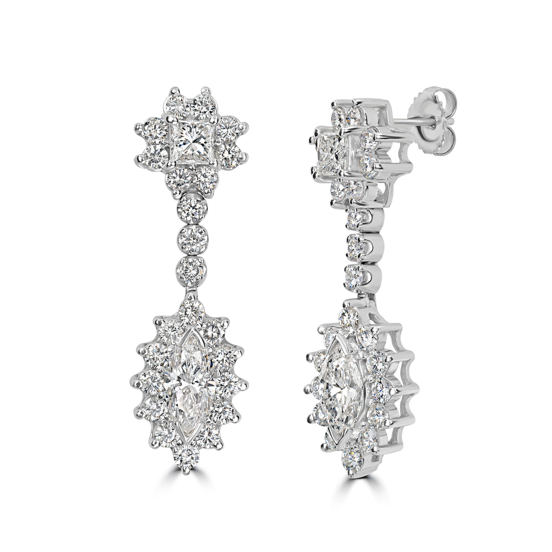 2.15 ct Dangling Diamond Earring in 18K White Gold