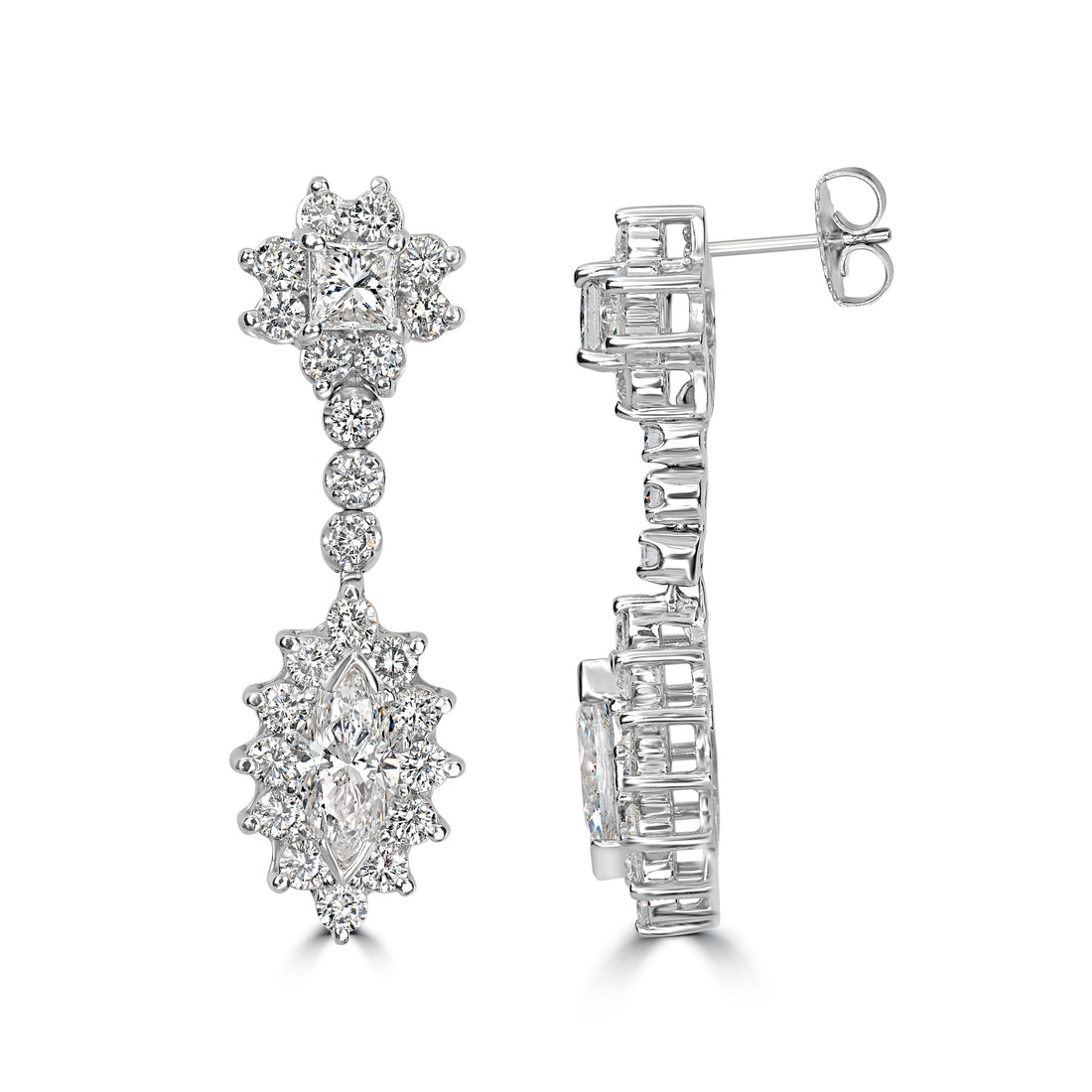 2.15 ct Dangling Diamond Earring in 18K White Gold