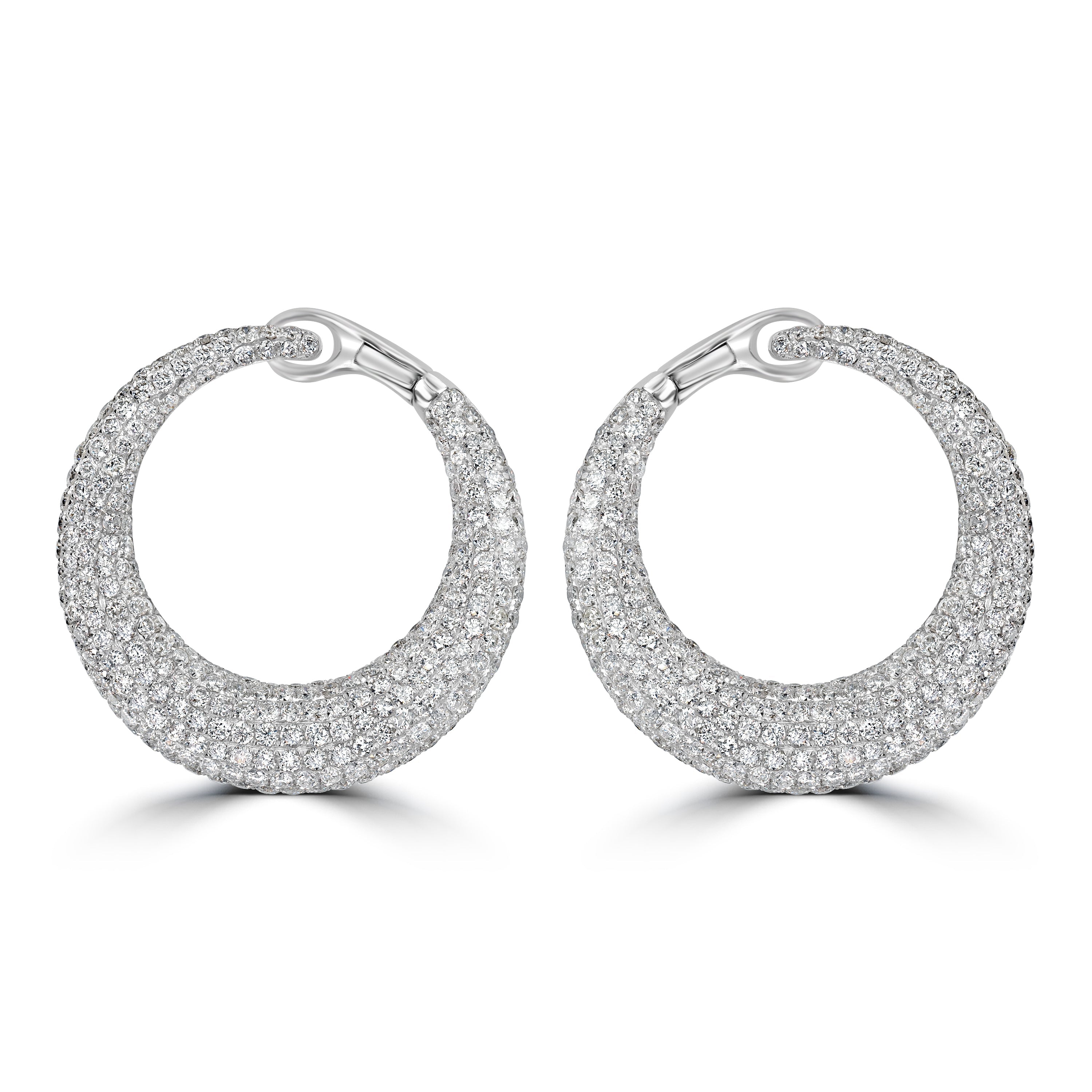 6.24 ct Infinity Hoop Diamond Earrings in 18K White Gold