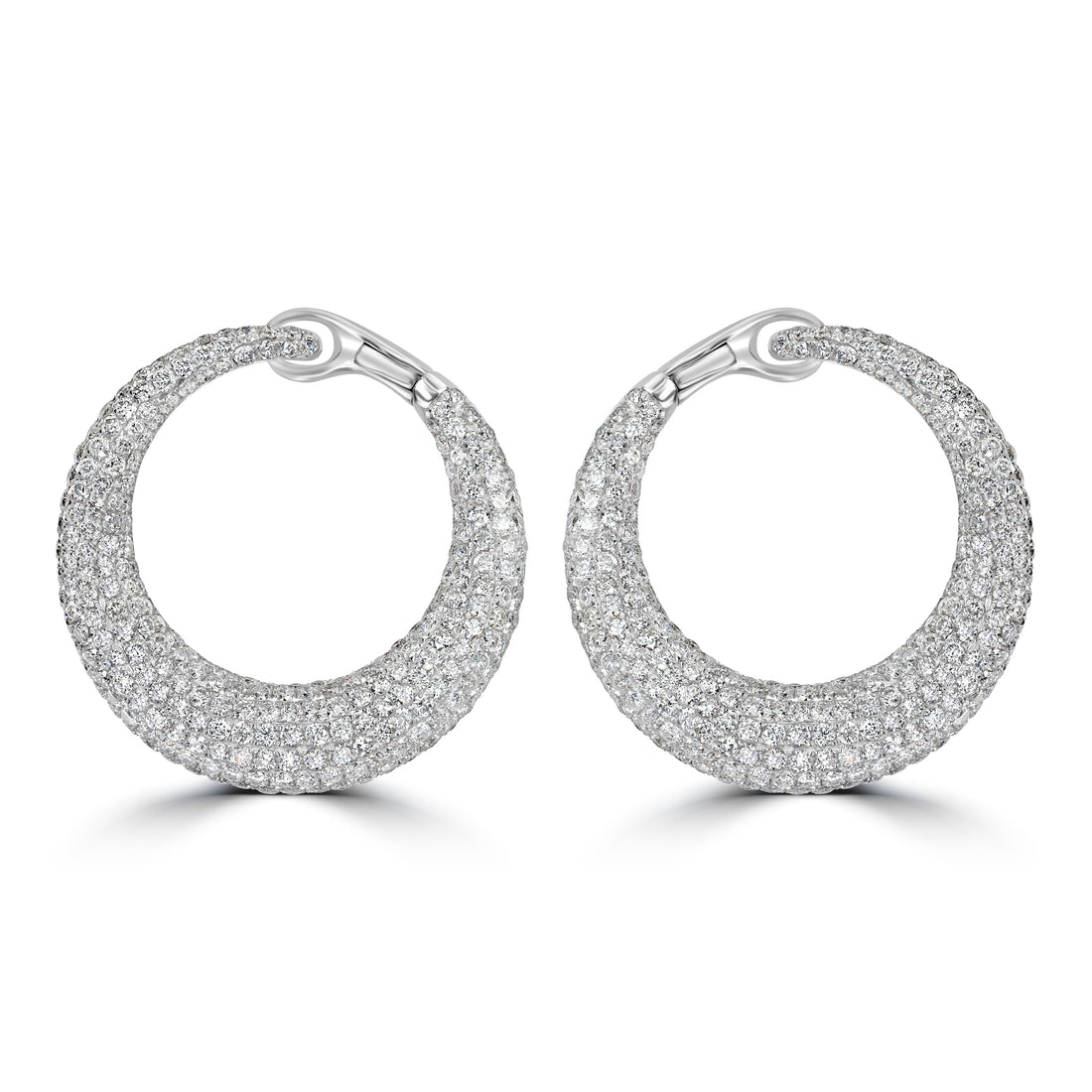 6.24 ct Infinity Hoop Diamond Earrings in 18K White Gold