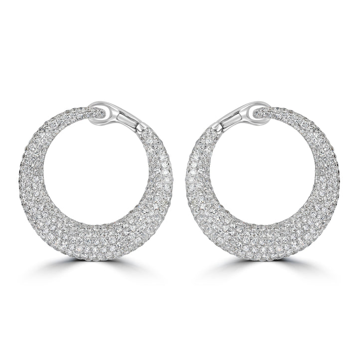 6.24 ct Infinity Hoop Diamond Earrings in 18K White Gold