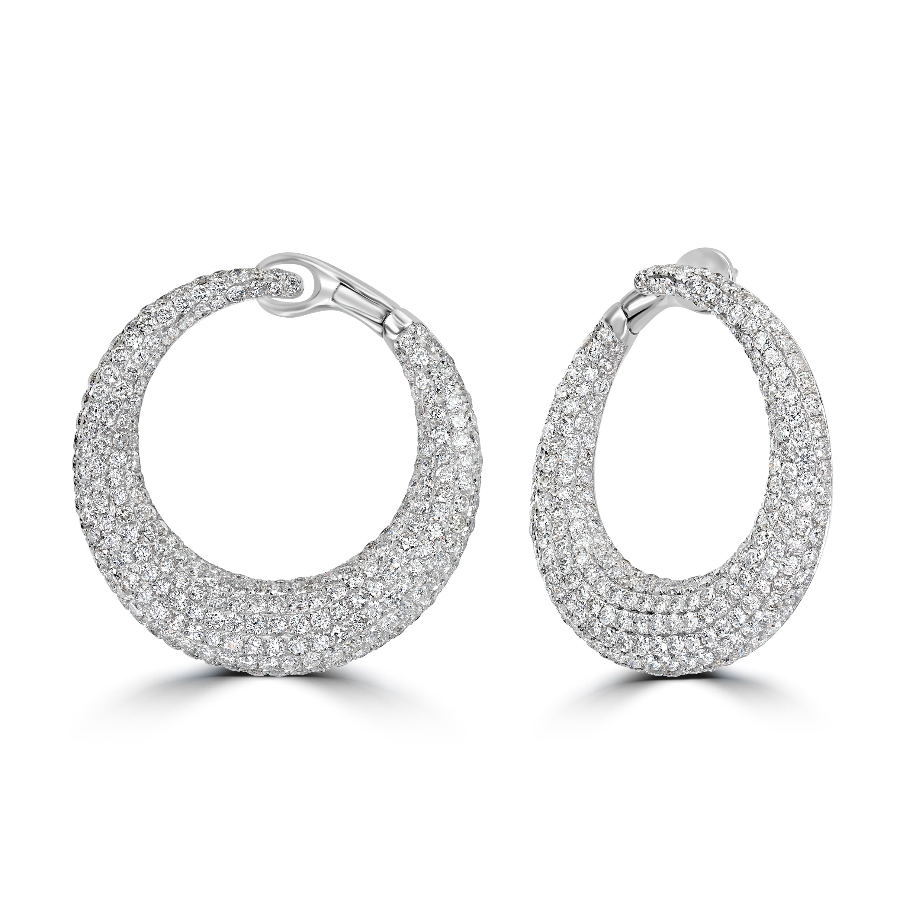 6.24 ct Infinity Hoop Diamond Earrings in 18K White Gold