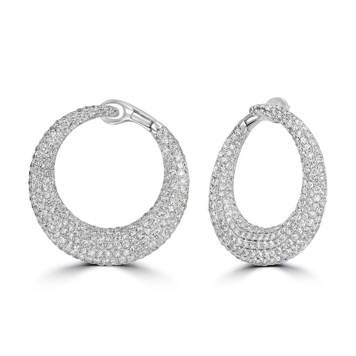 6.24 ct Infinity Hoop Diamond Earrings in 18K White Gold
