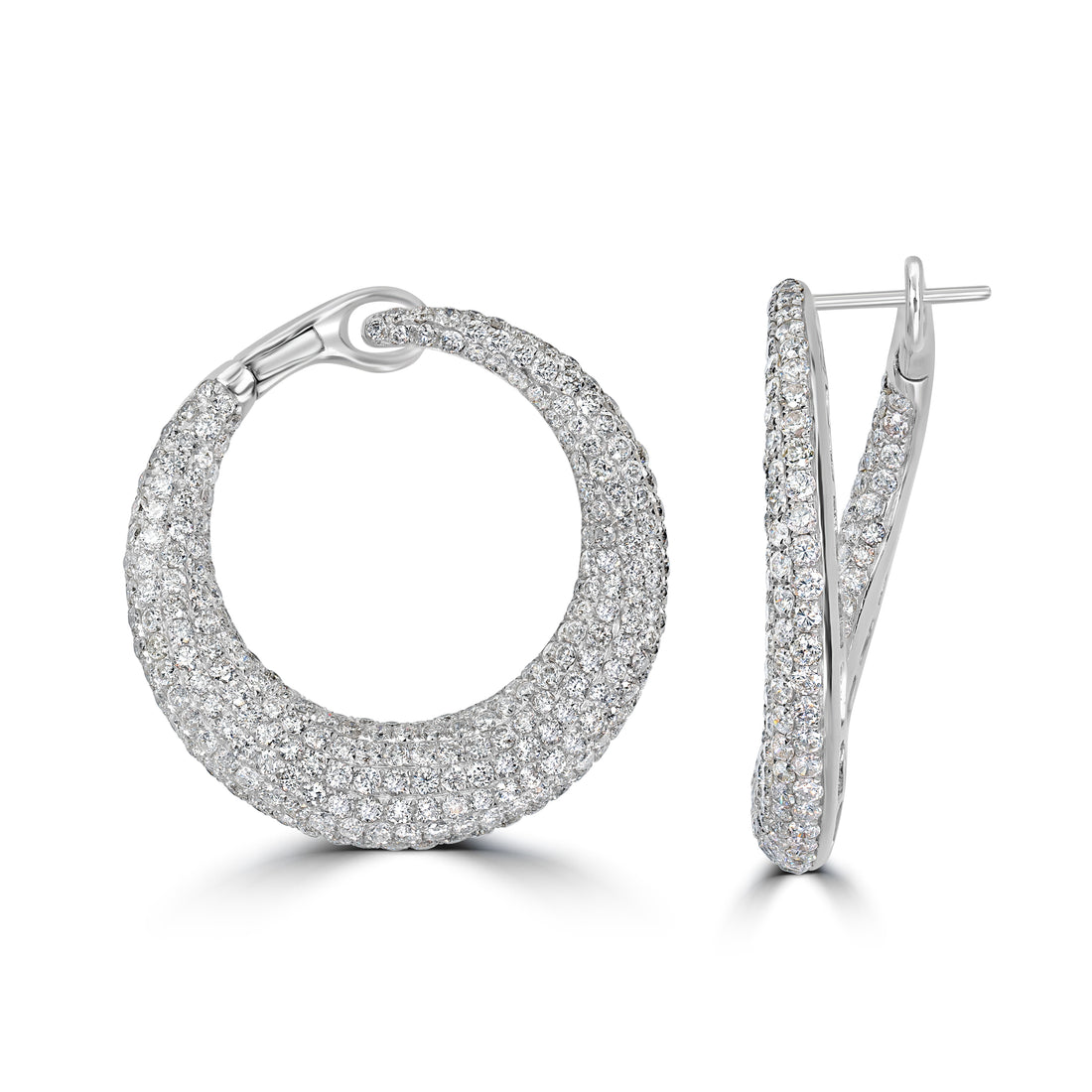 6.24 ct Infinity Hoop Diamond Earring in 18K White Gold