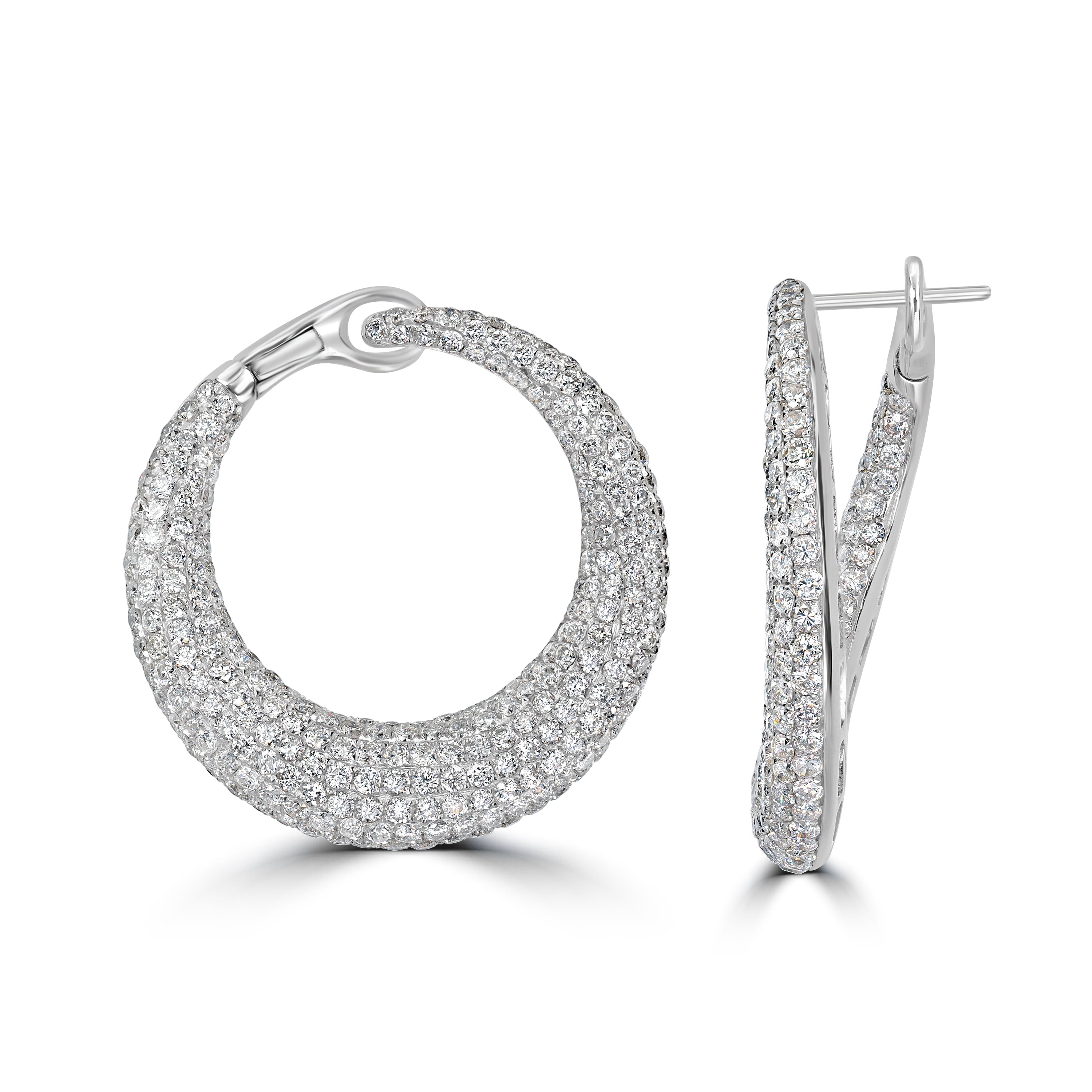 6.24 ct Infinity Hoop Diamond Earrings in 18K White Gold
