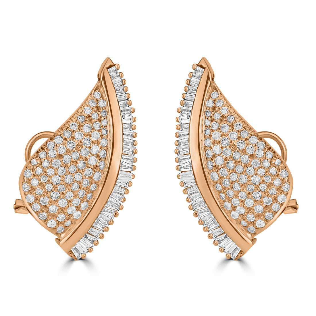 7.54 ct Diamond Baguette Earrings in 14K Yellow Gold