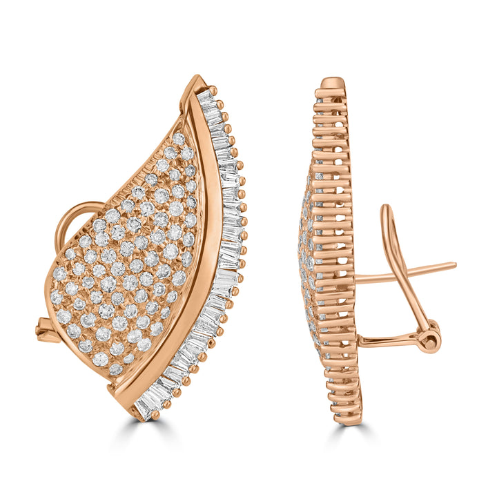 7.54 ct Diamond Baguette Earrings in 14K Yellow Gold