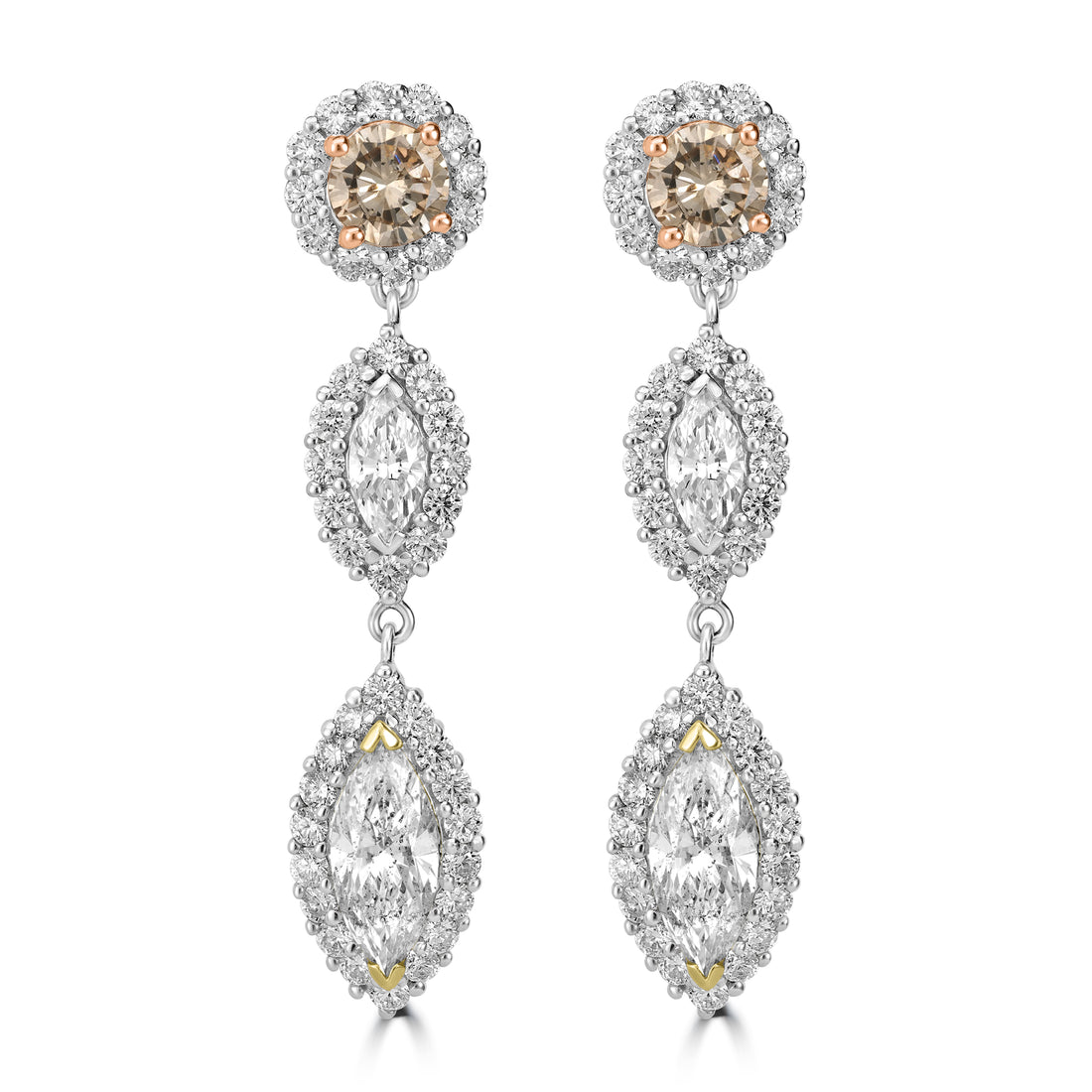 Marquise & Round Diamond Dangled Earrings