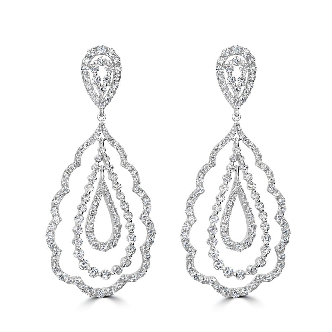 6.04 ct Dangling Diamond Earring in 18K White Gold