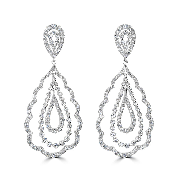 6.04 ct Dangling Diamond Earring in 18K White Gold