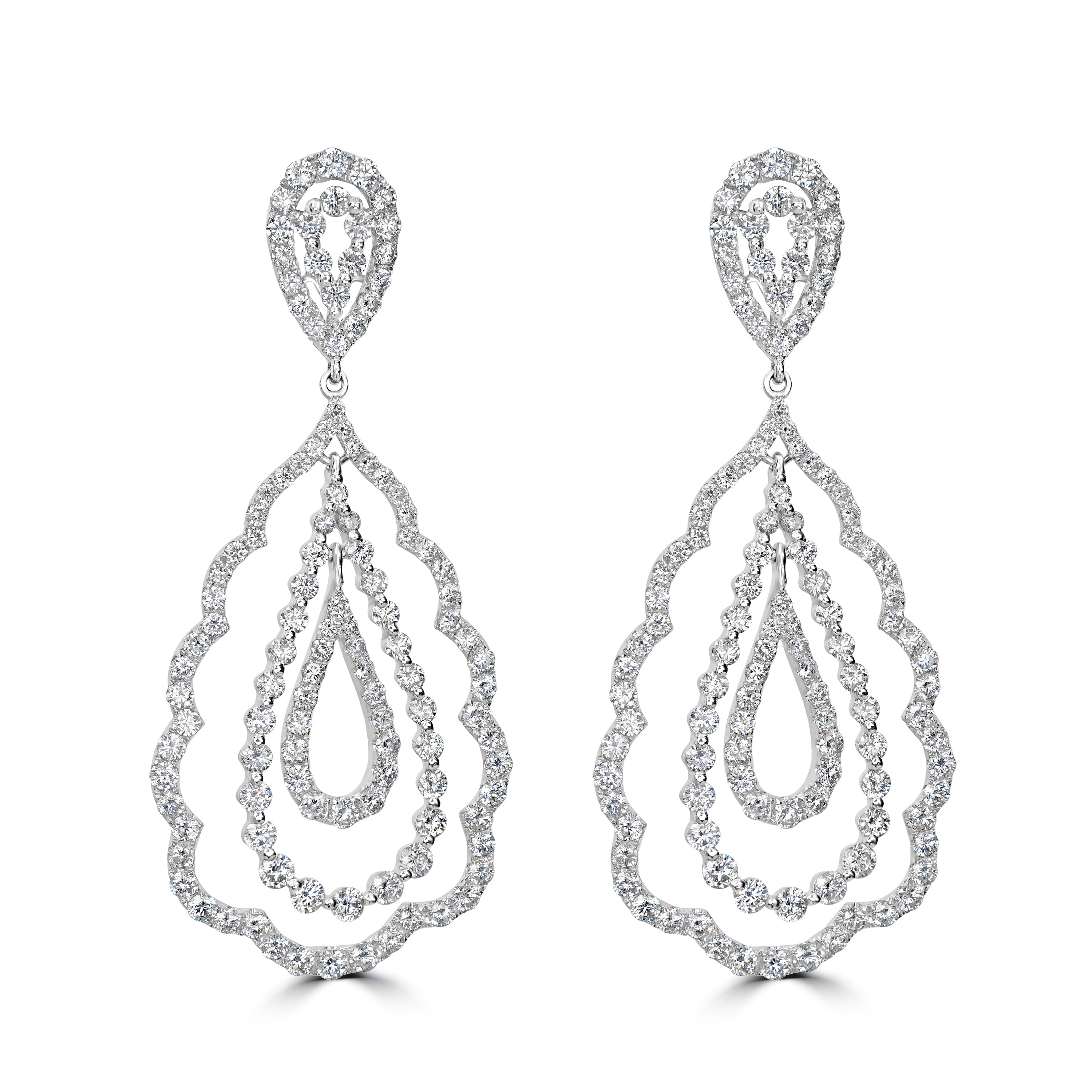6.04 ct Dangling Diamond Earrings in 18K White Gold