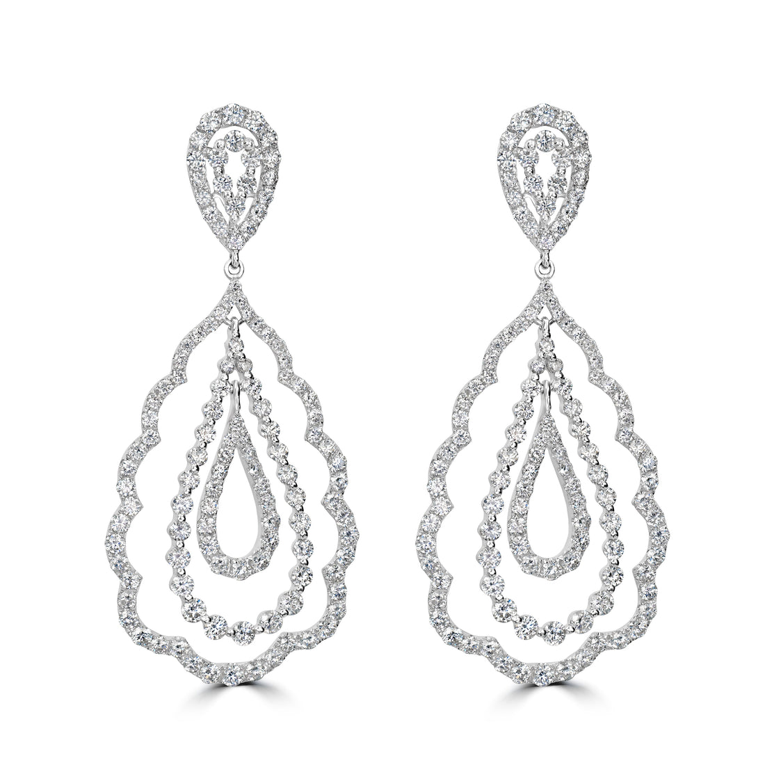 6.04 ct Dangling Diamond Earrings in 18K White Gold