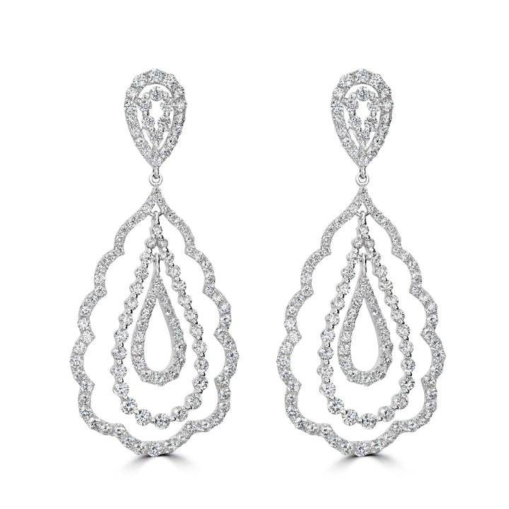 6.04 ct Dangling Diamond Earrings in 18K White Gold