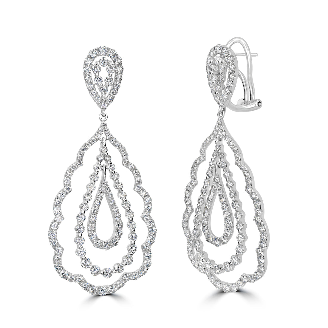 6.04 ct Dangling Diamond Earring in 18K White Gold