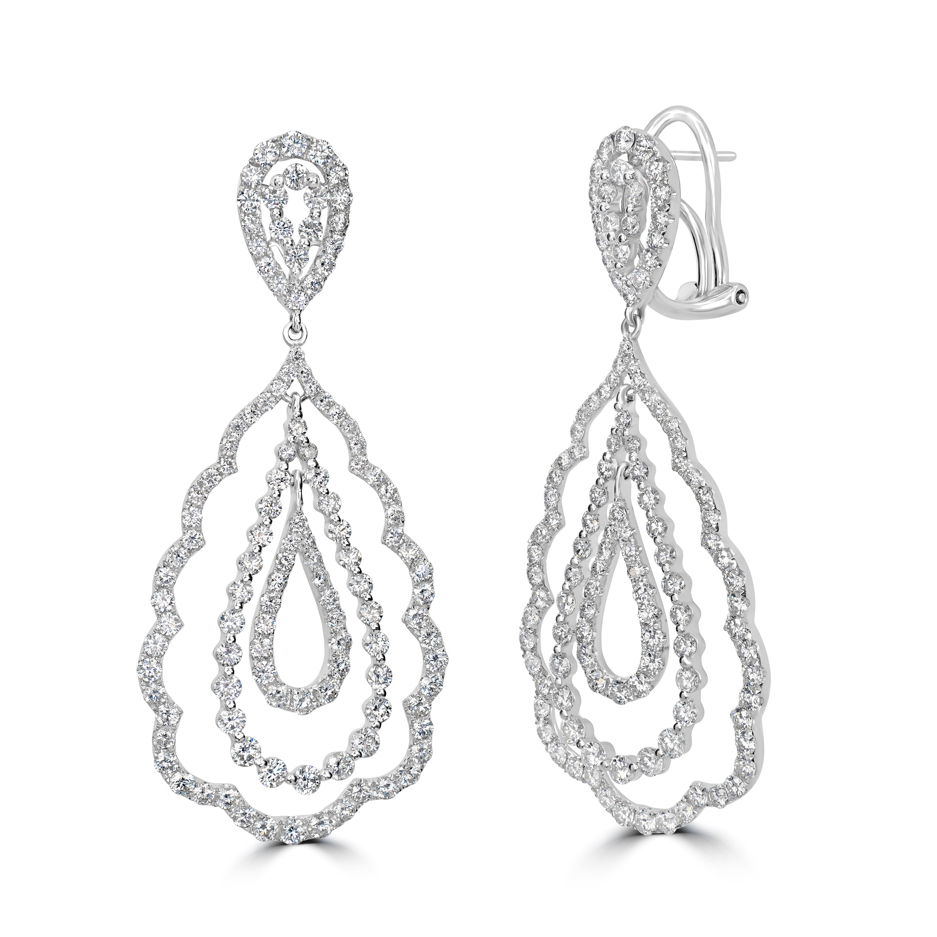 6.04 ct Dangling Diamond Earrings in 18K White Gold