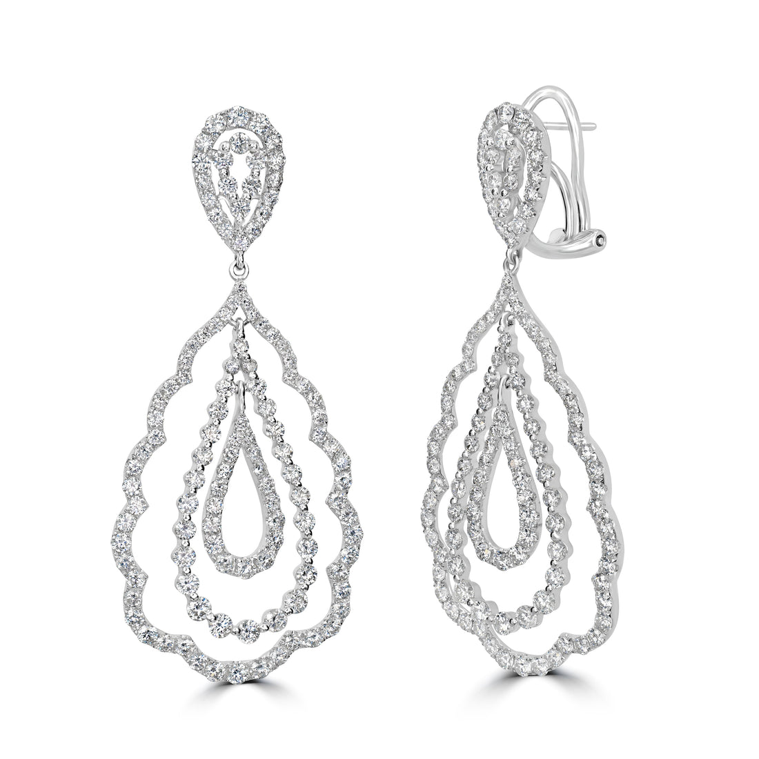 6.04 ct Dangling Diamond Earrings in 18K White Gold