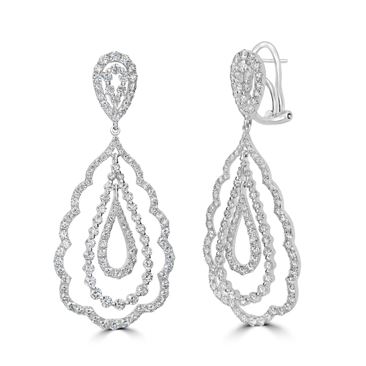 6.04 ct Dangling Diamond Earrings in 18K White Gold