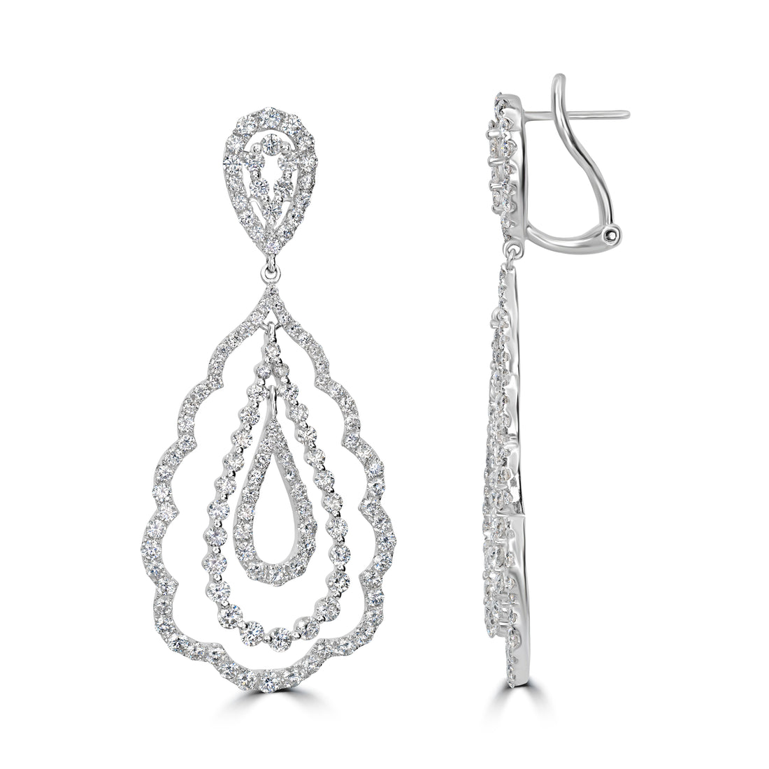 6.04 ct Dangling Diamond Earring in 18K White Gold